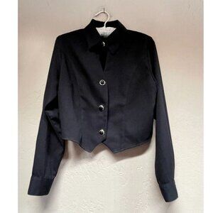 Vintage Banjo Dallas Womens Small Black Single Breasted Crop Blazer
